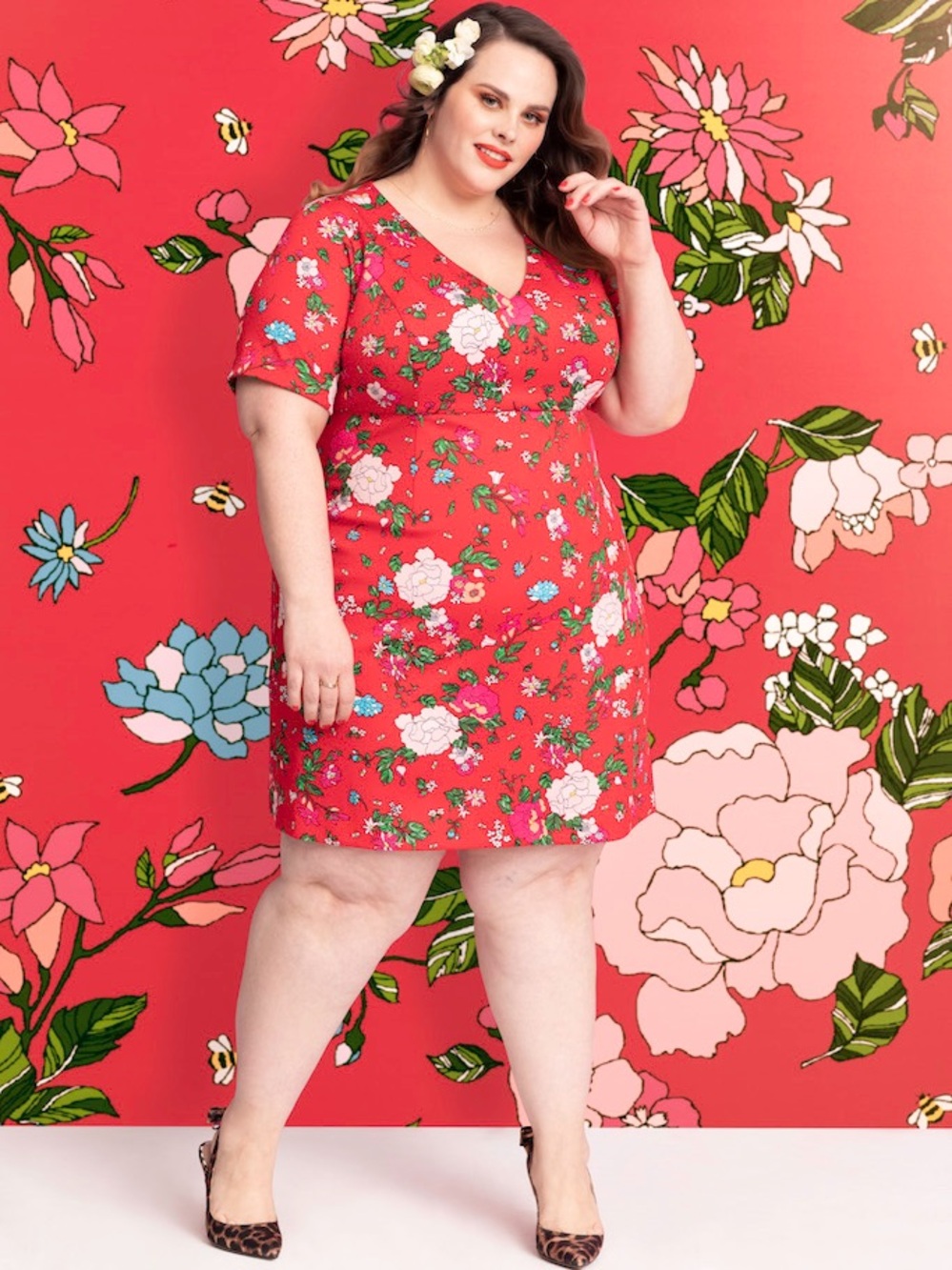 Betsey Johnson Red Floral Print Dress